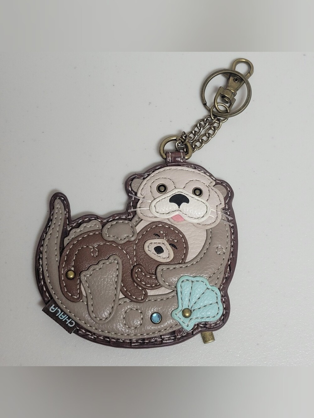 Chala Otter Family Applique' Key Fob Coin Purse.